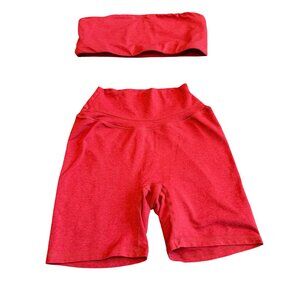 P'Tula Two Piece Workout Set Activewear Athletic Sports Bra 6" Shorts Sz Medium
